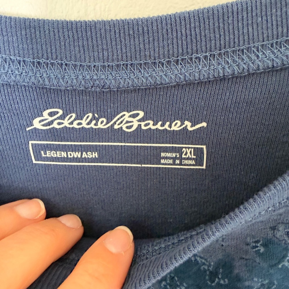 Eddie Bauer‎ Cotton Blend Paisley Ribbed Long Sleeve Tee (2XL) Stretch Comfort - Picture 13 of 14